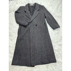 Vintage 1980s Rainbow Tweed Trench Coat Women's Petite Medium? Ashely Scott USA
